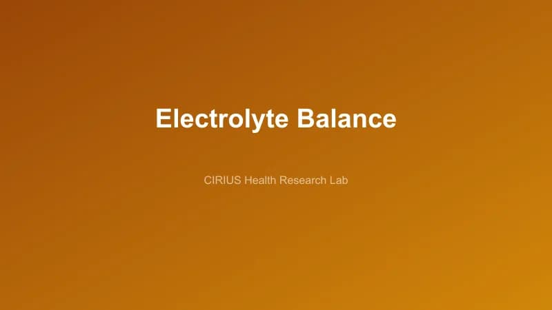 Electrolyte Balance