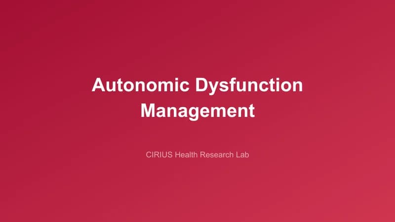 Autonomic Dysfunction Management