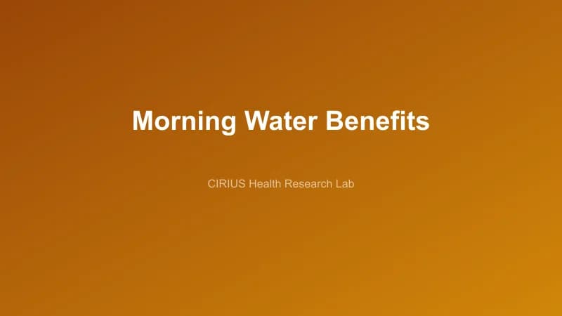 Morning Water Benefits