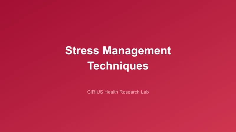 Stress Management Techniques