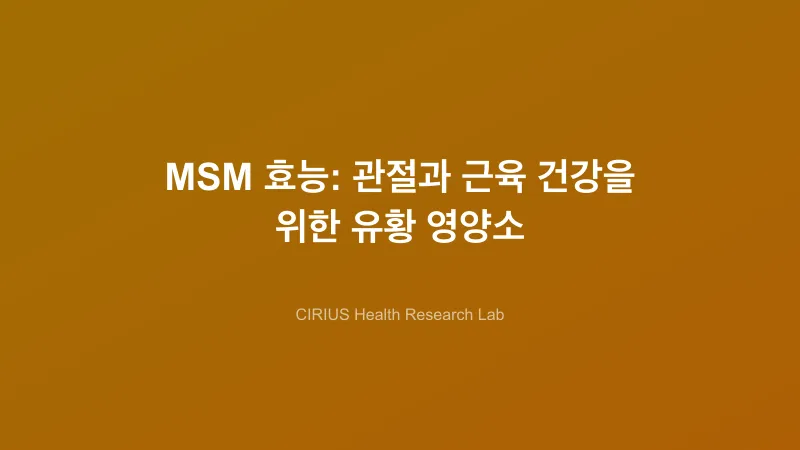 MSM 효능: 관절과 근육 건강을 위한 유황 영양소